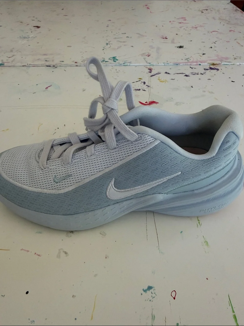Nike Kids Light Blue and White Mesh Sneakers